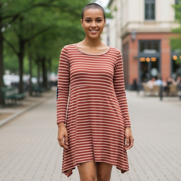 Umgee Orange Asymmetrical Long Sleeve Tunic - Picture 1 of 5